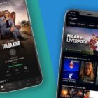 Two phones side by side, displaying the Prime Video and Paramount Plus apps 
