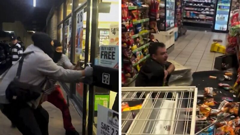 violente attaque dans une supérette 7-Eleven en Californie, un employé se défend avec un balai