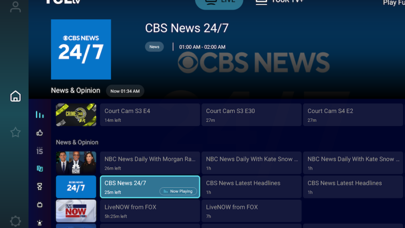 TCLtv+ ajoute 23 chaînes CBS FAST de Paramount Streaming