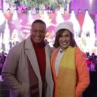 NBC anchors Craig Melvin and Hoda Kotb pose during the 2022 Rockefeller Center Christmas Tree Lighting Ceremony