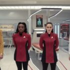 Anson Mount as Pike, Celia Rose Gooding as Uhura, Christina Chong as La