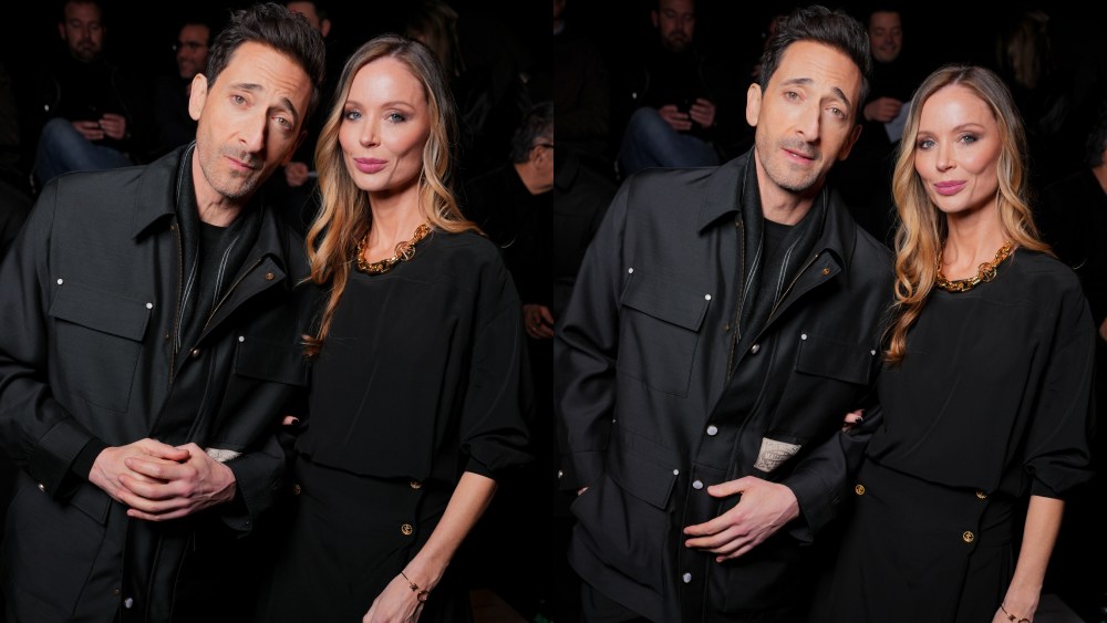 Georgina Chapman et Adrien Brody affichent leur style coordonné au défilé Louis Vuitton à Paris