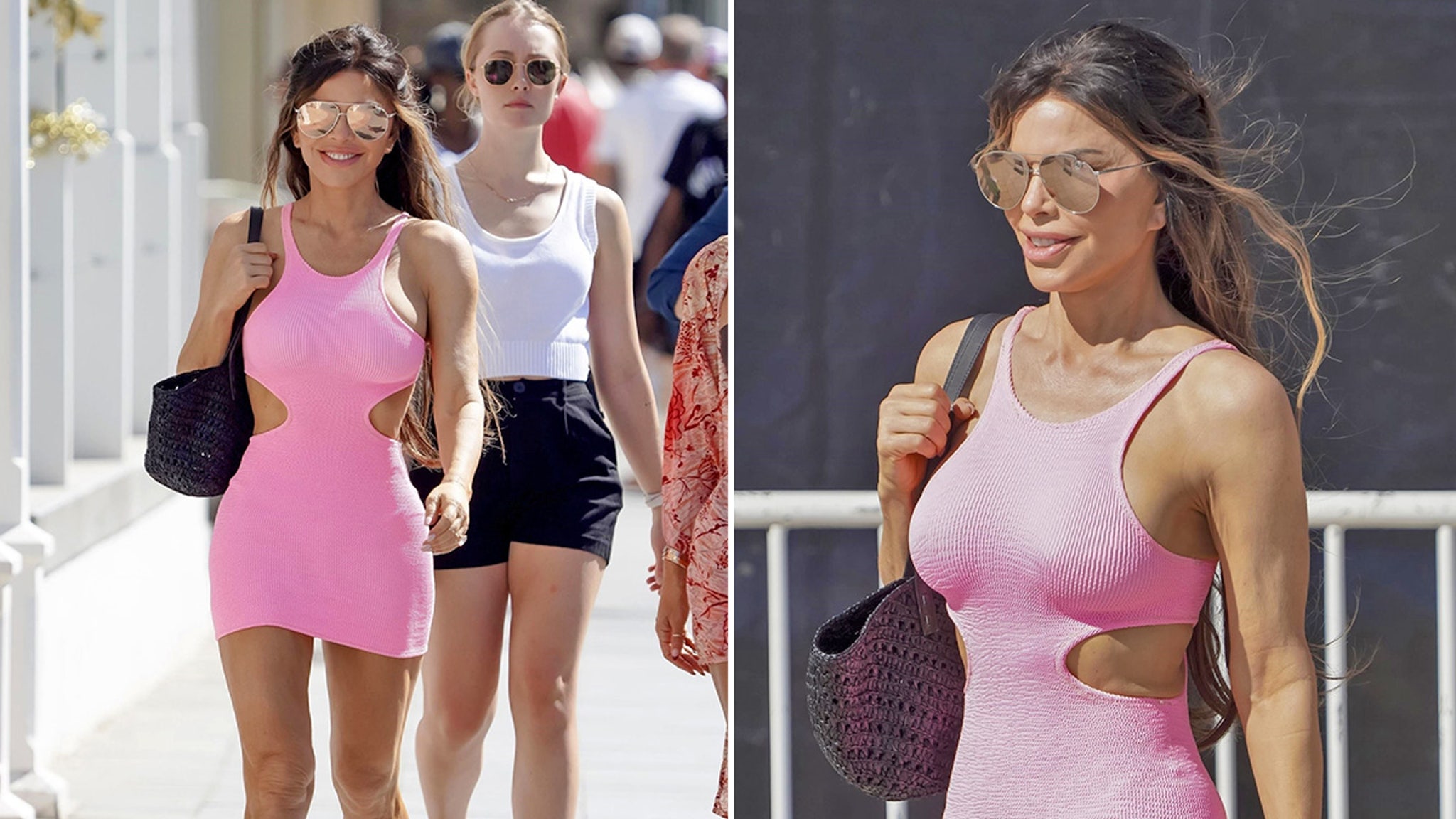 Lauren Sanchez en vacances à St. Barts en robe rose Barbie