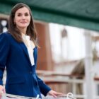 Queen Letizia of Spain attends the farewell of the training ship Juan Sebastian de Elcano on January 11, 2025 in Cadiz, Spain.