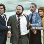 Adam Scott, Zach Cherry, John Turturro, and Britt Lower in Apple TV+ Severance