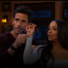 Jada and Shawn playing darts together on Days of Our Lives