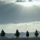 Assorted riders in Netflix's American Primeval episode 3.
