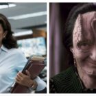 Left: Amy Aquino on Bosch. Right: Andrew Robinson as Garak on Star Trek: Deep Space Nine.