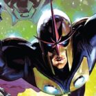 Richard Rider, a.k.a. Nova, flying through space.
