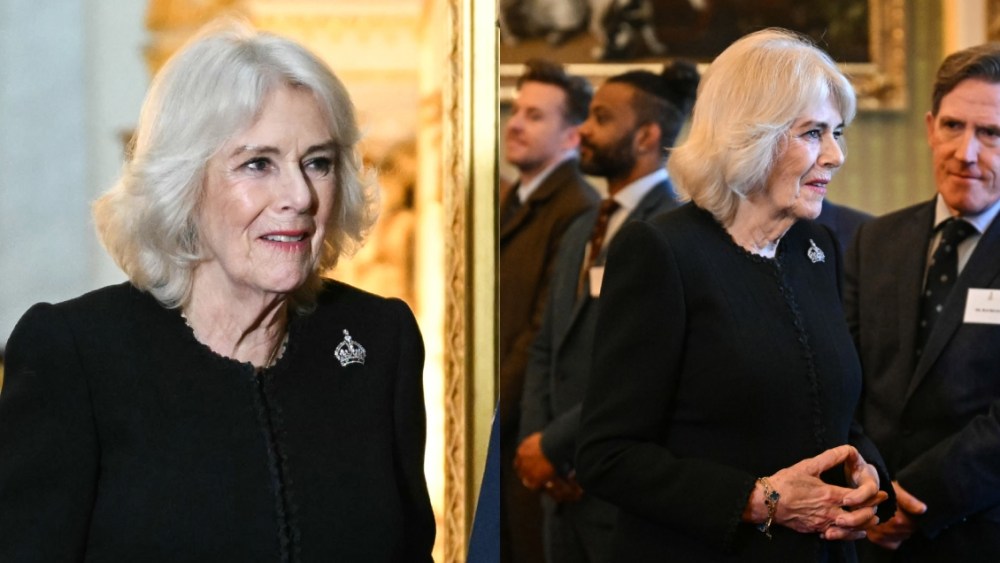 Queen Camilla brille avec une broche Tudor au Buckingham Palace