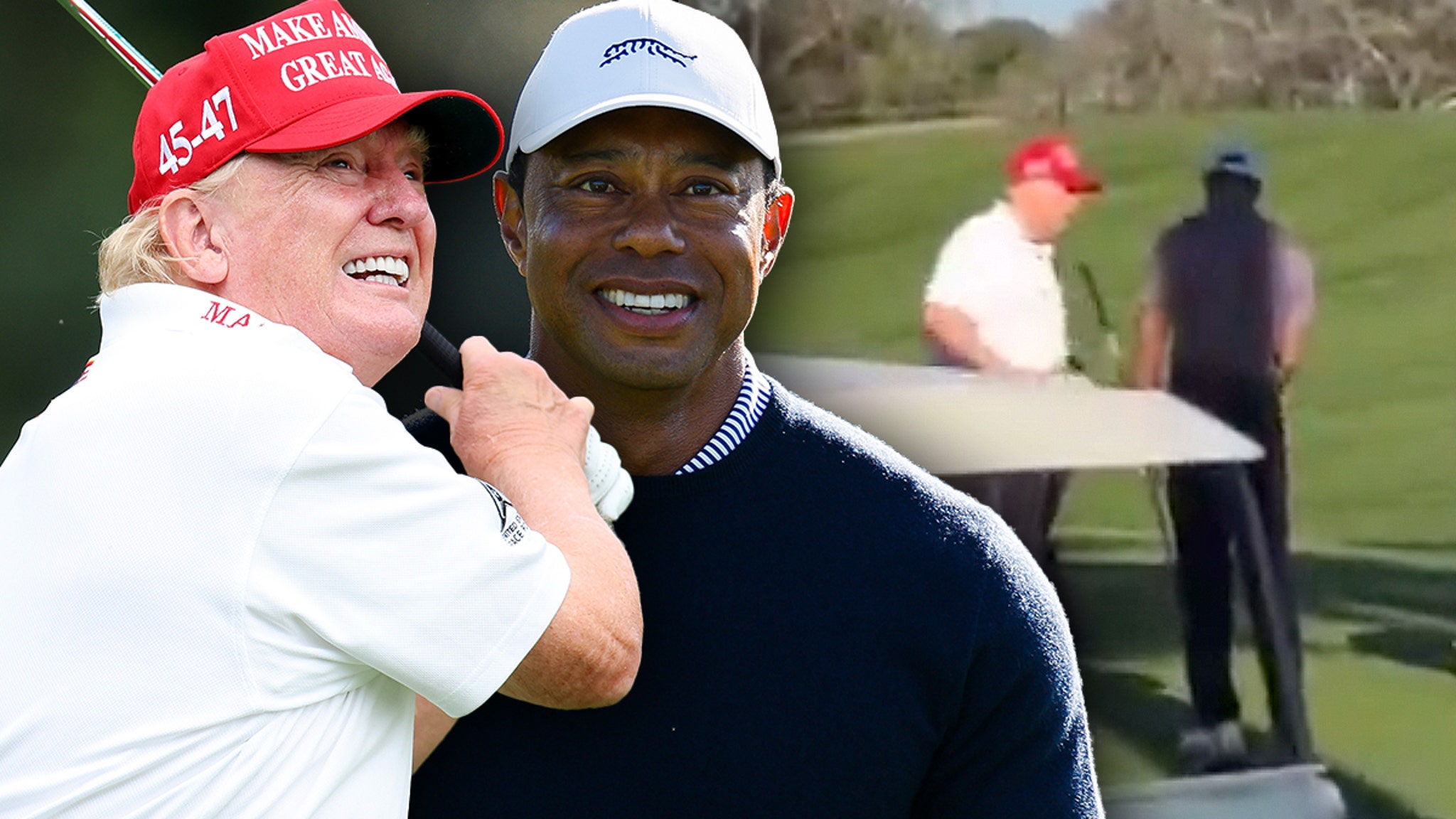 Trump et Tiger Woods célèbrent le Super Bowl avec un golf en Floride