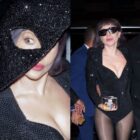 Lady Gaga is seen arriving at the "Saturday Night Live" after party at L'Avenue on March 08, 2025 in New York City.