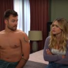A shirtless Doug sits next to an angry Holly on the bed on Days of Our Lives during the week of 3-24-25