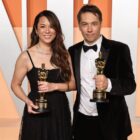 BEVERLY HILLS, CALIFORNIA - MARCH 02:  (L-R) Samantha Quan and Sean Baker attend the 2025 Vanity Fair Oscar Party Hosted By Radhika Jones at Wallis Annenberg Center for the Performing Arts on March 02, 2025 in Beverly Hills, California.  (Photo by Jamie McCarthy/WireImage)
