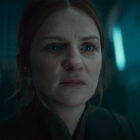An angry and teary-eyed Vel staring at an off-screen character in Andor season 2 episode 6