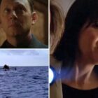 Michael Emerson as Ben Linus, Yunjin Kim as Sun-Hwa Kwon, and the mysterious outrigger on 
