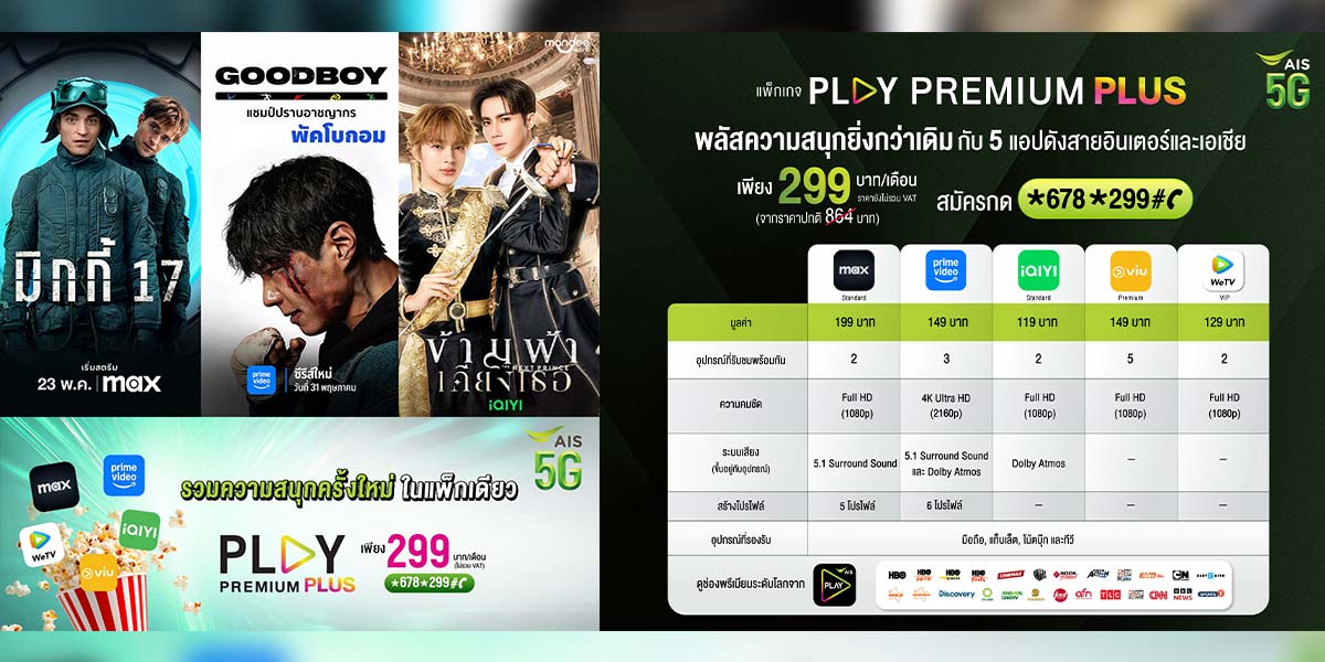 AIS lance le forfait de streaming ‘Play Premium Plus’ avec Prime Video