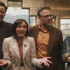 Ike Barintholtz, Chase Sui Wonders, Seth Rogen and Kathryn Hahn in The Studio