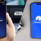 Disney Plus on a phone; Paramount Plus on a phone
