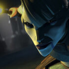 An animated sci-fi warrior holding a lightsaber