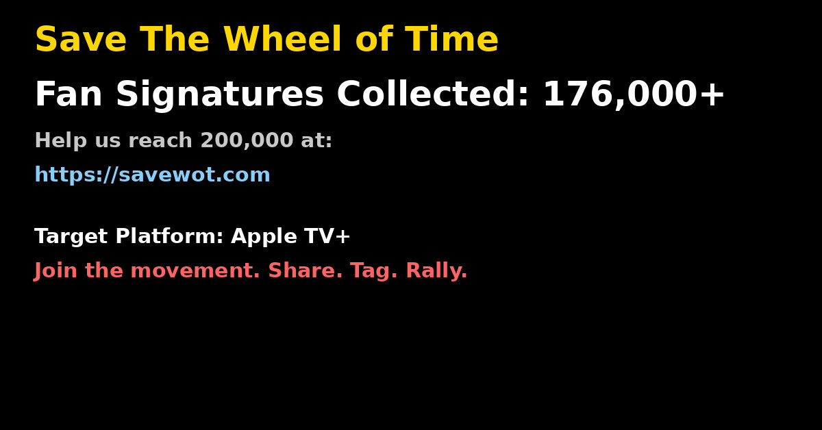 Campagne des fans pour sauver La Roue du Temps franchit 176 000 signatures, vise Apple TV+