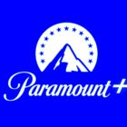Paramount+ logo in white with blue background