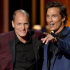 Woody Harrelson and Matthew McConaughey at the 66th Primetime Emmy Awards at Nokia Theatre L.A. Live in Los Angeles on August 25, 2014