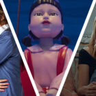 A collage image showing stills from the following TV shows: The Ultimatum: Queer Love season 2, Squid Game season 3 and Ginny &amp; Georgia season 3 