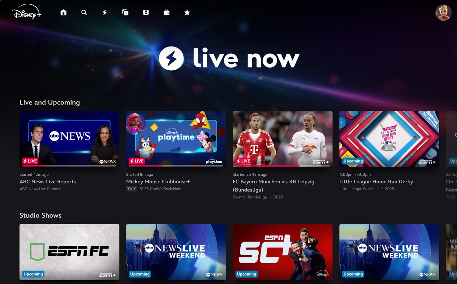 Disney+ lance un nouveau hub en direct