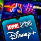 Marvel Studios and Disney Plus logos, movie and TV show posters