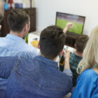 Soccer fans watching game