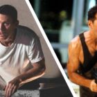 Channing Tatum climbs out a roof hatch on the left and Bruce Willis wields a machine gun on the right