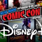 New York Comic-Con and Disney+ logos; MCU title cards in background.