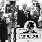 From left: Arlene Dahl, Arthur Hiller, Celeste Holm, Jane Powell, Robert Osborne and Van Johnson helped launch TCM in Times Square on April 14, 1994.
