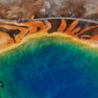 The Grand Prismatic Spring, located in Yellowstone National Park, as seen in the Smithsonian Channel documentary "Aerial America" on Paramount+.