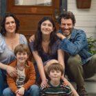 Melanie Lysnkey, Sadie Sandler, Max Greenfield and Friedman twins in "Don't Say Good Luck" from Netflix