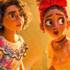 Mirabel and Dolores Madrigal talking in Encanto