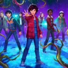 Nikki, Mike, Will, Eleven, Lucas, and Max surrounded by vines in a promotional image for Stranger Things: Tales From 85