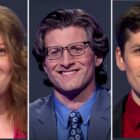 "Jeopardy!" contestants on May 25, 2026 (from left) Veronica Matthews, Chris D'Angelo, and Jack Kelly