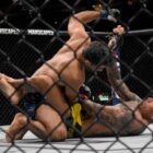 Beneil Dairush unloads on Charles Oliveira during UFC 289 inside Rogers Arena on June 11, 2023. (Ben Lypka/Abbotsford News)