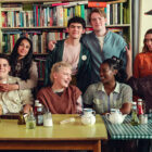 From left (top-to-bottom): Yasmin Finney, Tobie Donovan, Leila Khan, Joe Locke, Kit Connor, Kizzy Edgell, Corinna Brown, Rhea Norwood, William Gao behing the scenes of Heartstopper Forever.