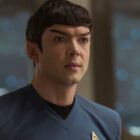 Ethan Peck as Spock in season 4, episode 2, of Star Trek: Strange New Worlds streaming on Paramount+, 2026.