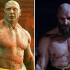 Bautista as Drax and Kratos in God of War Ragnarok.