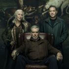 Tom Hardy, Helen Mirren, and Pierce Brosnan in "MobLand"