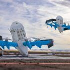 Two Amazon Prime Air MK30 delivery drones took flight.