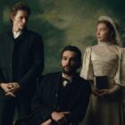 (L to R) Mike Faist as Charles Trask, Christopher Abbott as Adam Trask, Florence Pugh as Cathy Ames in episode 103 of East of Eden.
