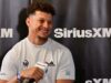 ST JOSEPH, MISSOURI - AUGUST 13: Patrick Mahomes participates in Sirius XM's  NFL Radio Town Hall with Andy Reid and the Kansas City Chiefs at Missouri Western State University on August 13, 2024 in St Joseph, Missouri. (Photo by Fernando Leon/Getty Images for SiriusXM)
