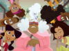 THE PROUD FAMILY: LOUDER AND PROUDER - “Dinosaurs & Donuts Land” (Disney) CLOCKWISE: PENNY, OSCAR, CECE, SUGA MAMA, PUFF, BEBE, BOBBY, TRUDY